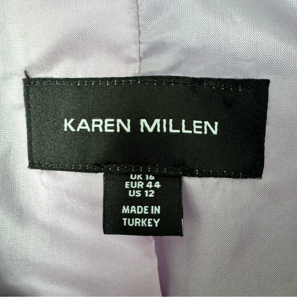 Karen Millen Wool Blend Asymmetric Sleeveless Jacket Vest Size 12 Lavender - Picture 6 of 16